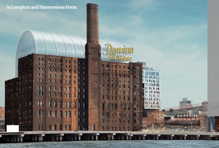 New Domino Sugar Factory renderings show barrel-vaulted glass topper and taller towers