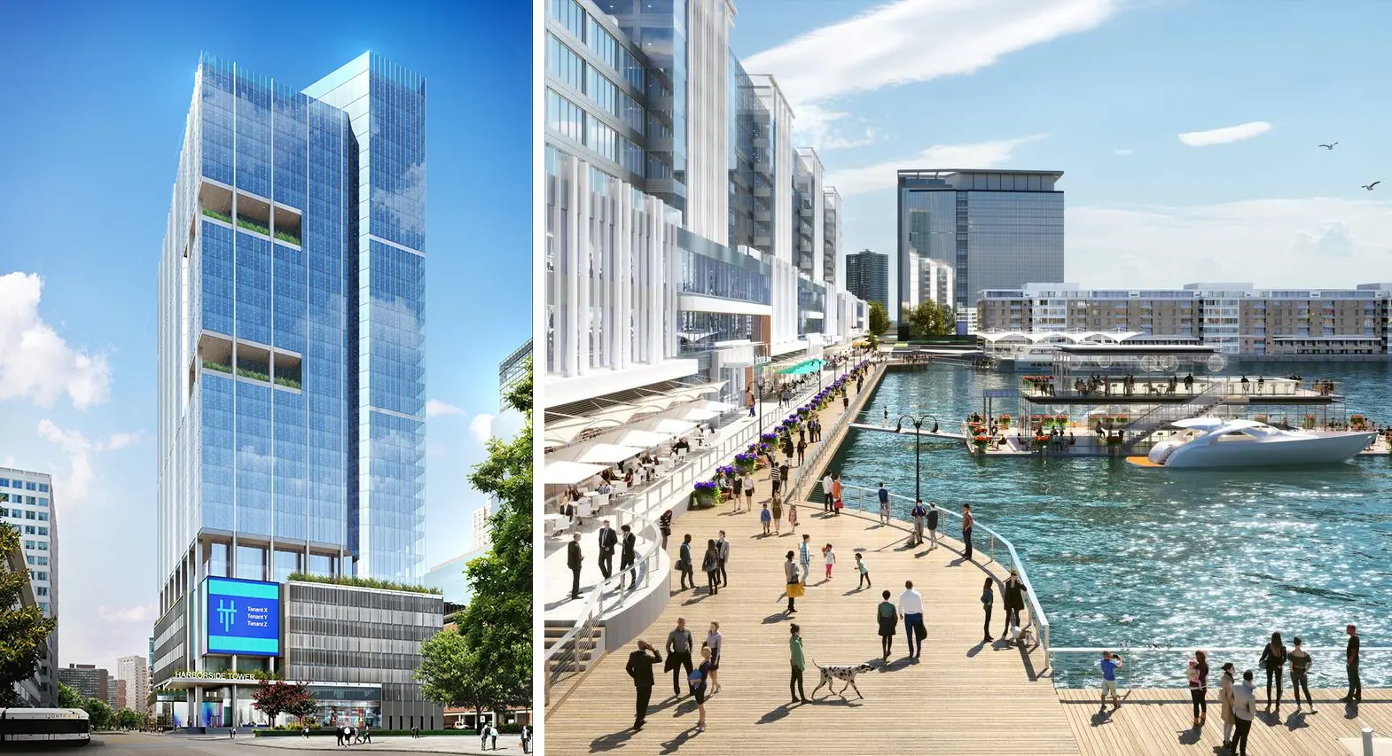 FXFOWLE reveals renderings of 40-story office tower at Jersey City's  Harborside boardwalk