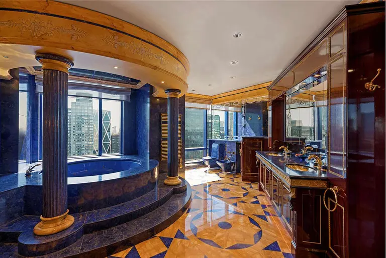 A top-floor apartment at Trump International, awash in marble, has been price chopped down to $27.5M
