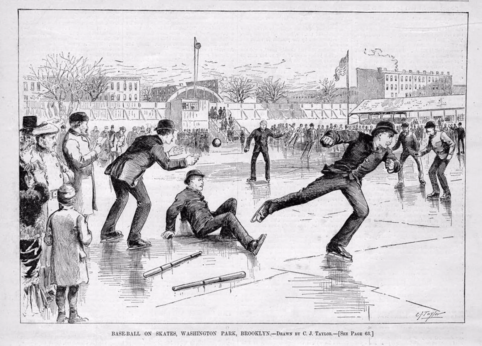 In the 19th century, Brooklynites played baseball on ice