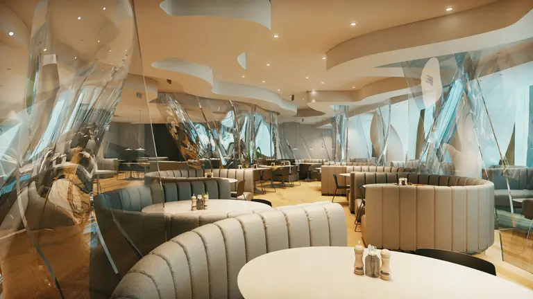 Renderings revealed for the renovated Condé Nast cafeteria, Frank Gehry’s first NYC project