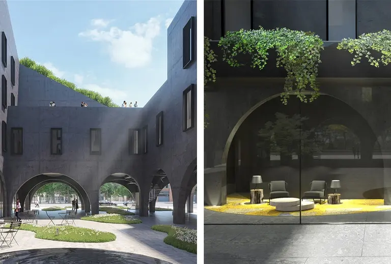 ODA Architects reveal renderings for Crown Heights hotel with arched patio and floating gardens