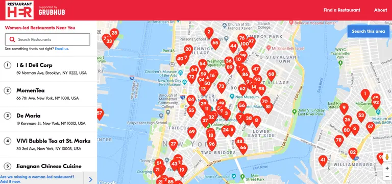 Support women-led restaurants in New York City with this new map from Grubhub
