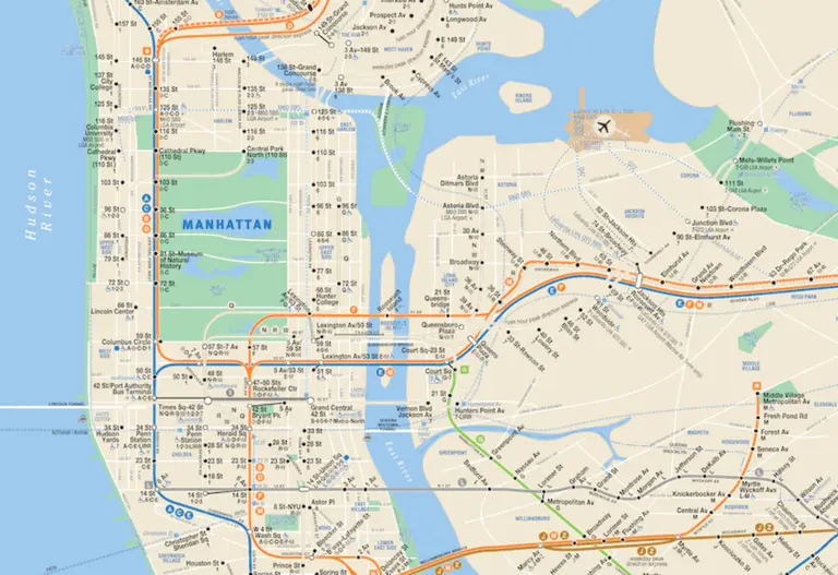 The Real MTA map shows only the subway lines that are currently functioning