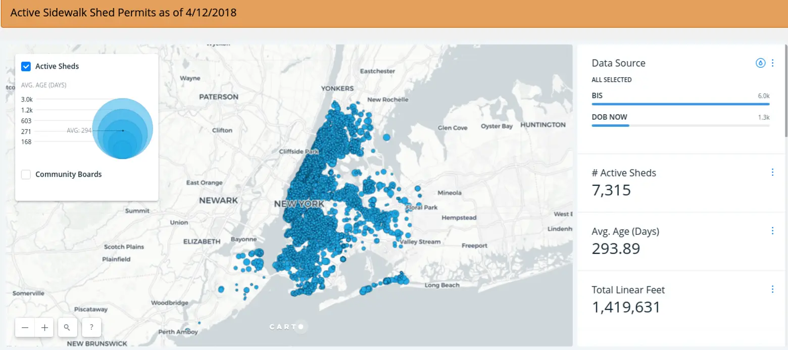 Interactive map tracks New York City’s 270 miles of sidewalk sheds in real time