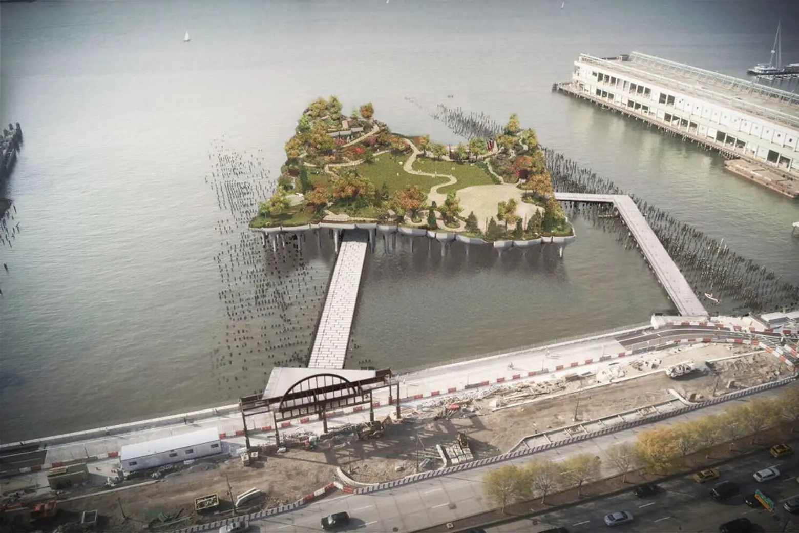 Construction restarts at Pier 55 offshore park with new walkways in place