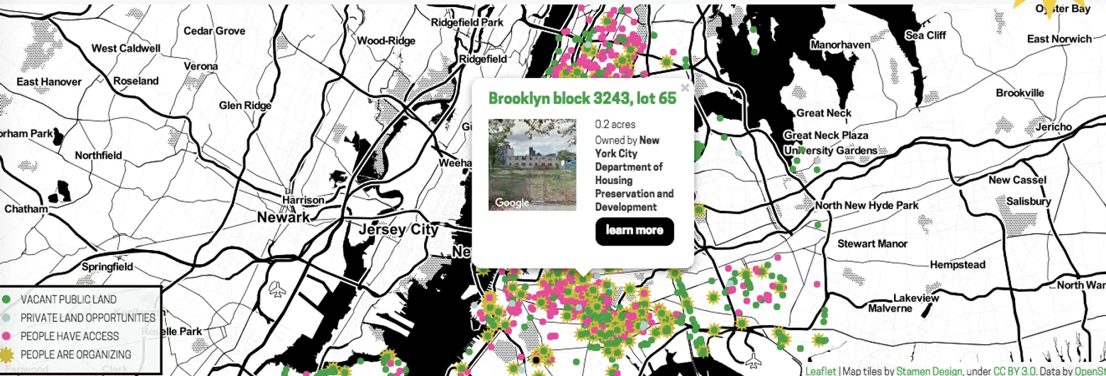 Living Lots NYC, Maps, community gardens
