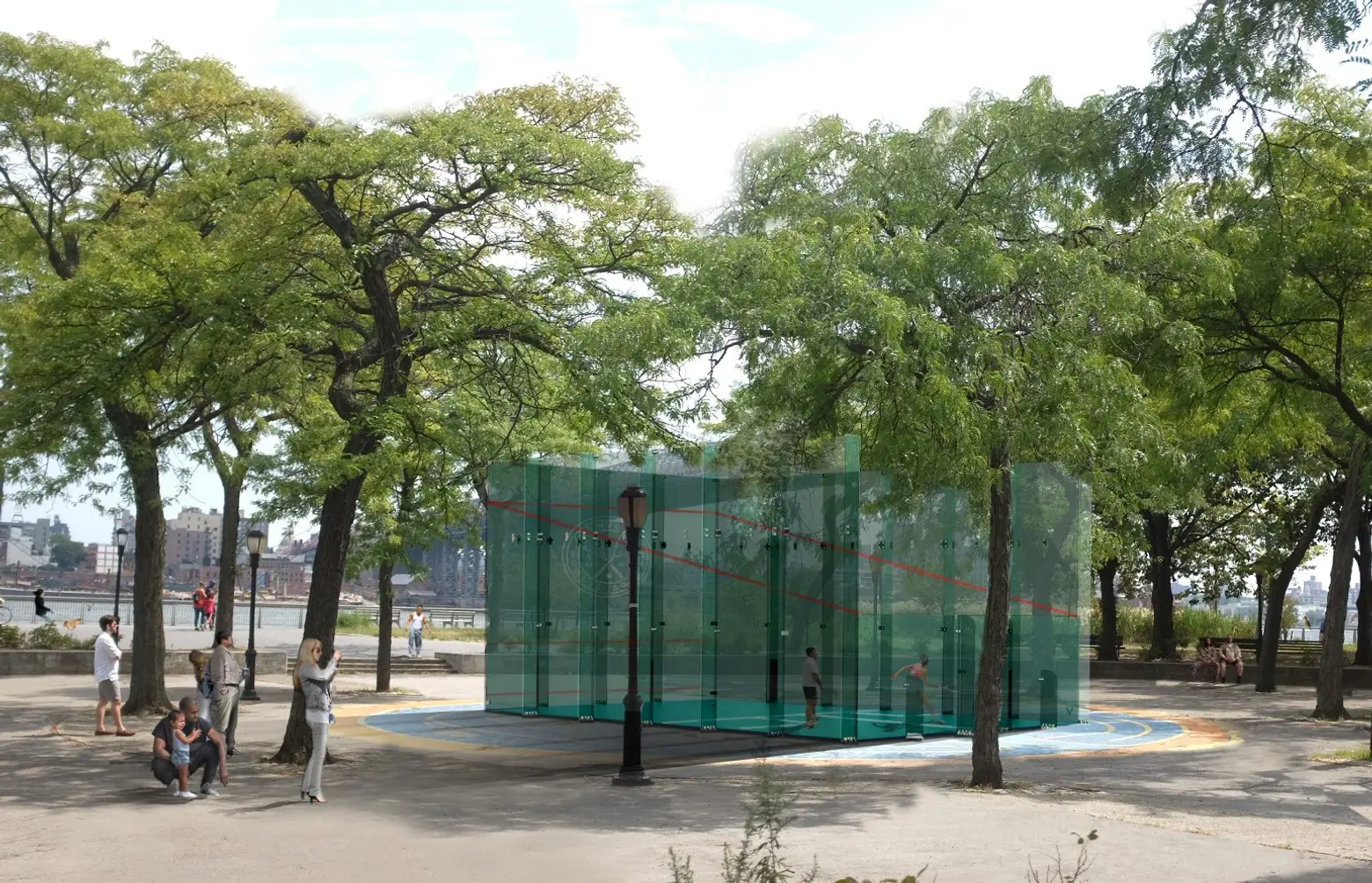 The world’s first public outdoor squash court opens on the Lower East Side