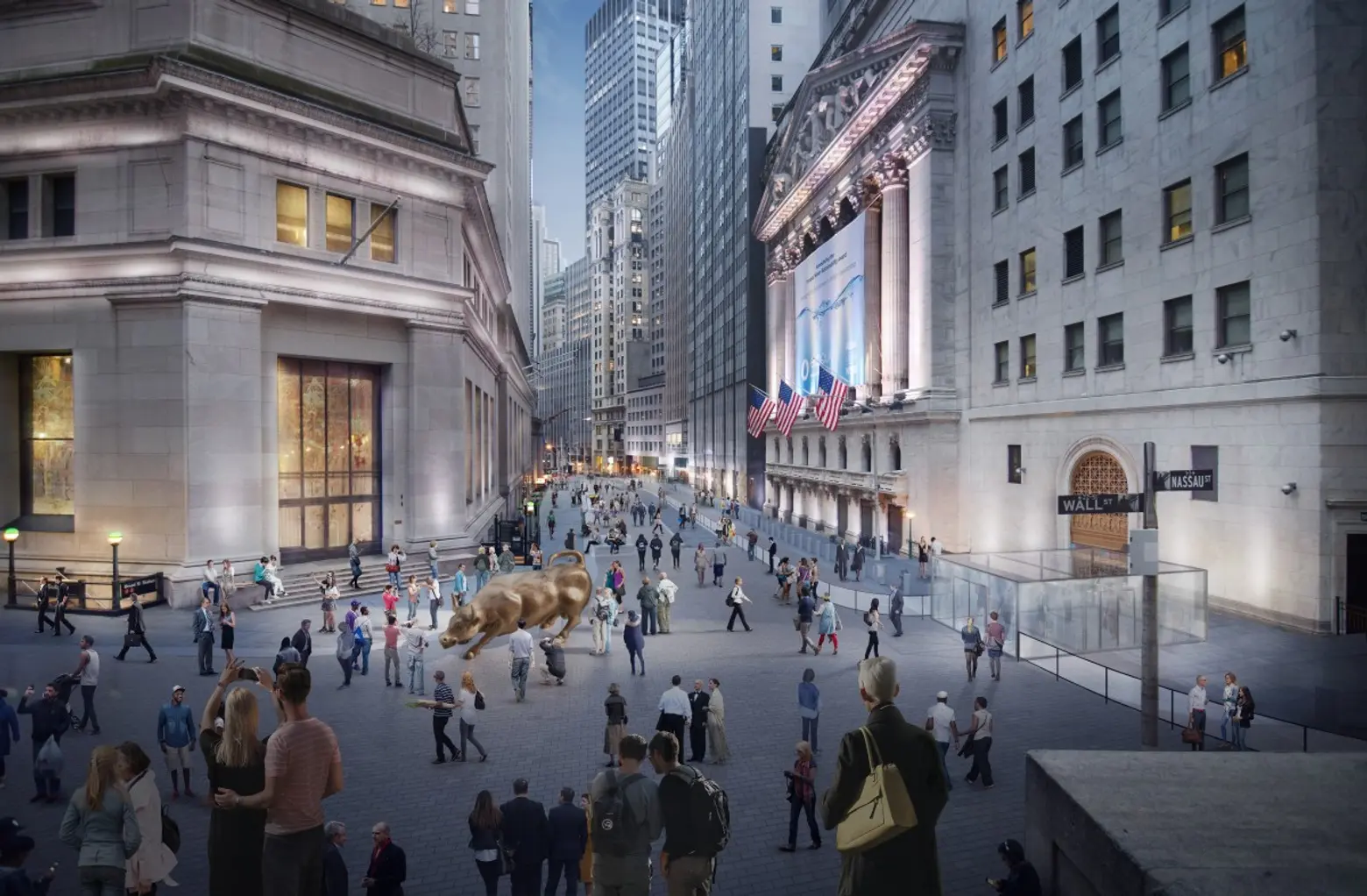 Proposal for NYSE district overhaul calls for curbless streets, greenery and enhanced lighting