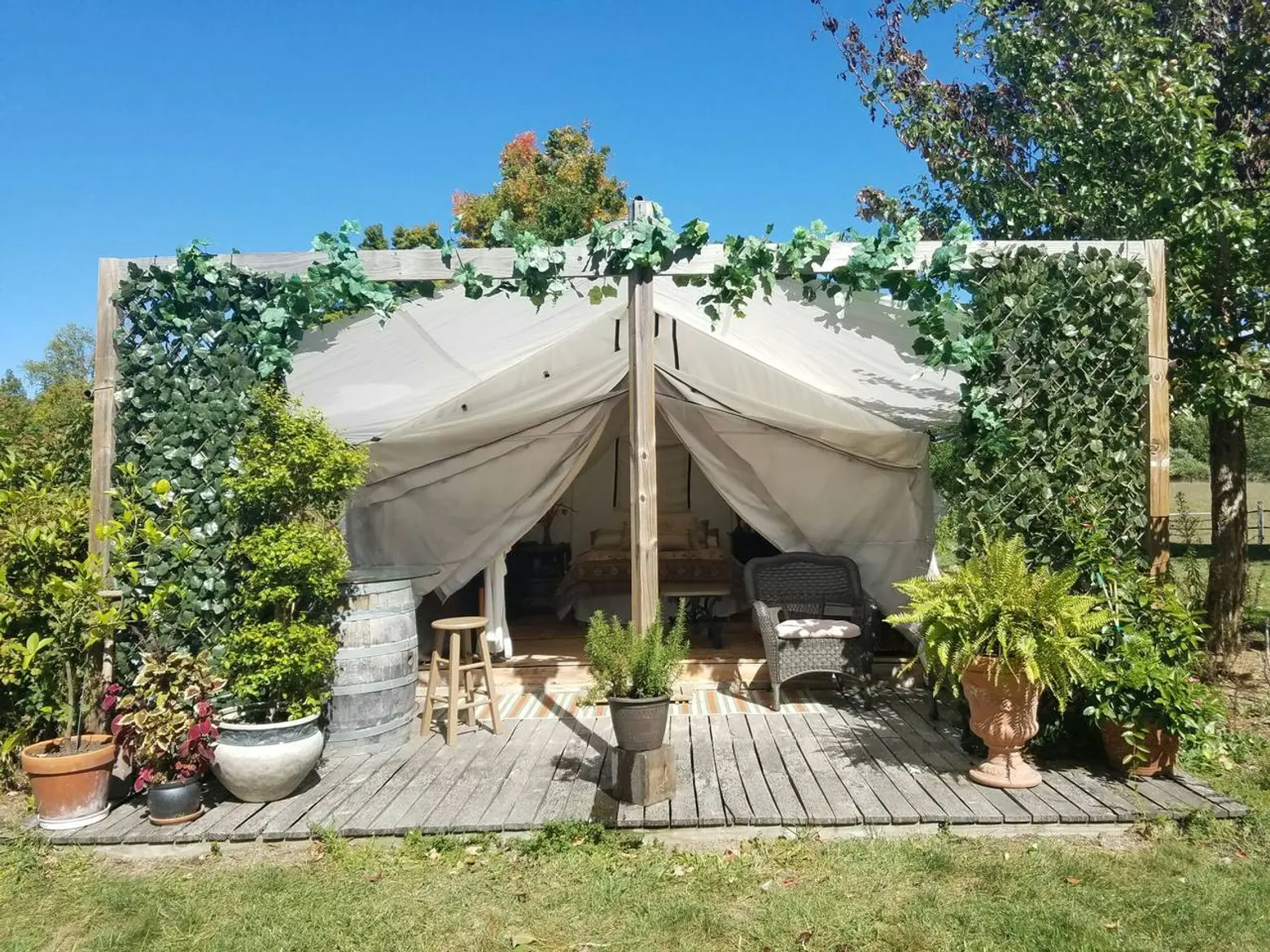 Private farm glamping tent