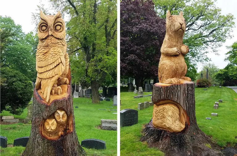 Why is Woodlawn Cemetery carving its trees into animals?