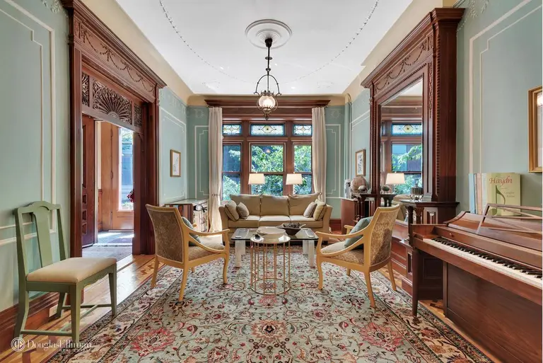 Park Slope brownstone with fretwork, backyard pond and waterfall asks $4M