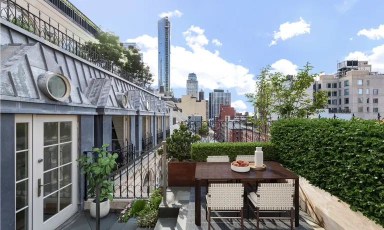 The picnic-perfect terrace at this $10M Tribeca penthouse feels like a slice of Paris