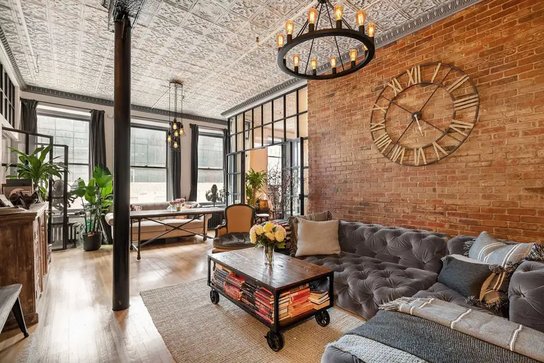 $1.8M Chelsea loft is industrial meets country-chic with tin ceilings and cast-iron columns