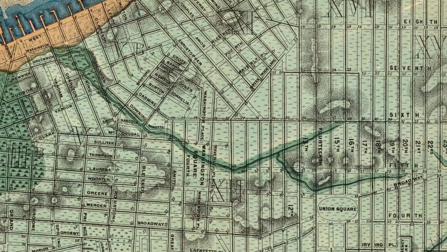Minetta Creek, Minetta Brook, Greenwich Village historic map