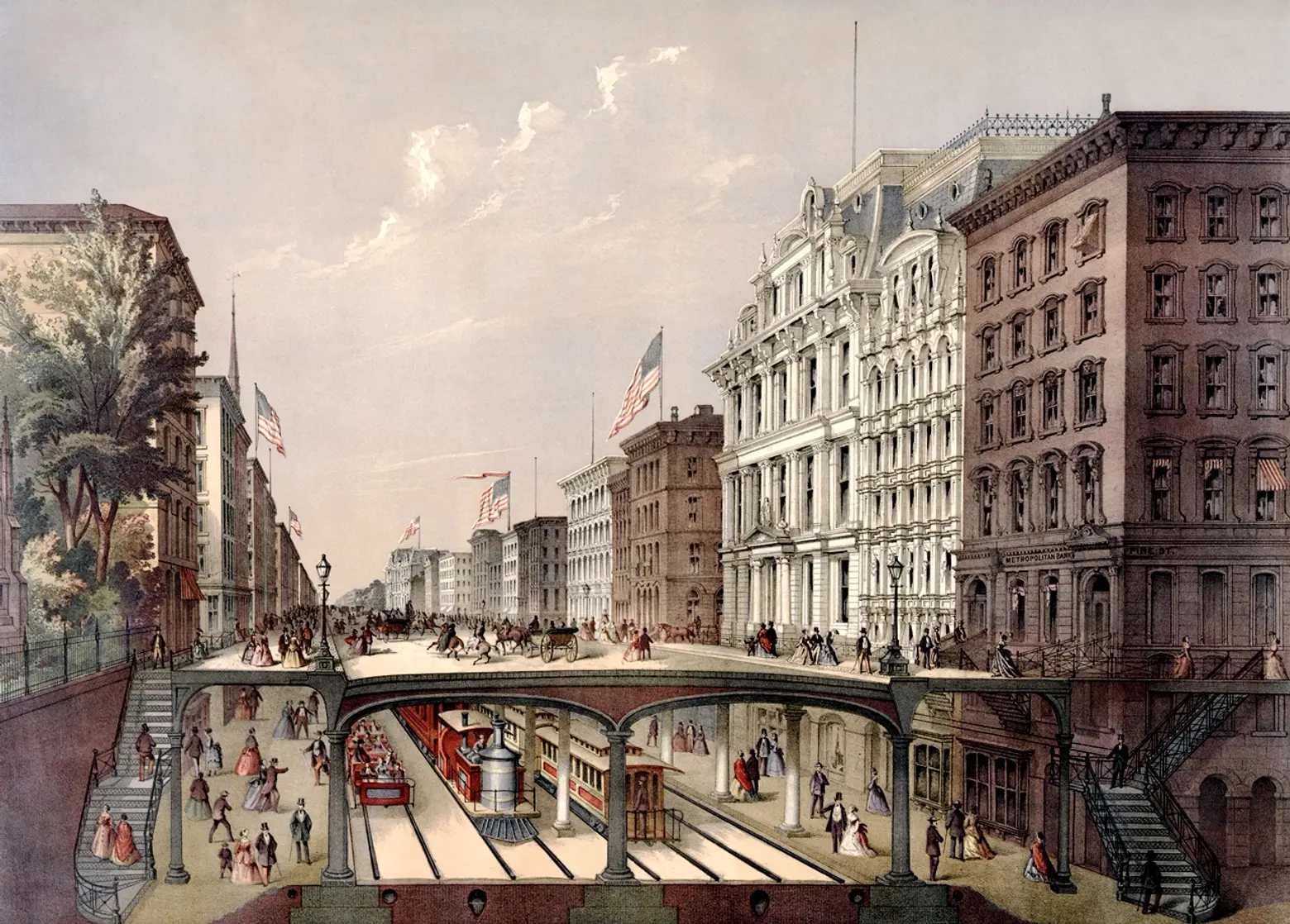 Proposed ‘arcade railway’ below Broadway would aid 1860s gridlock