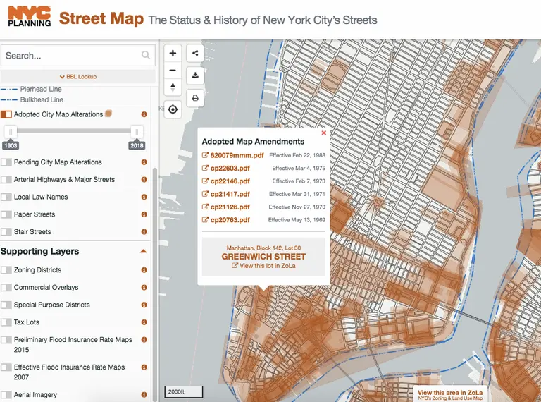 Interactive map displays changes in New York City’s street grid over the last 90 years