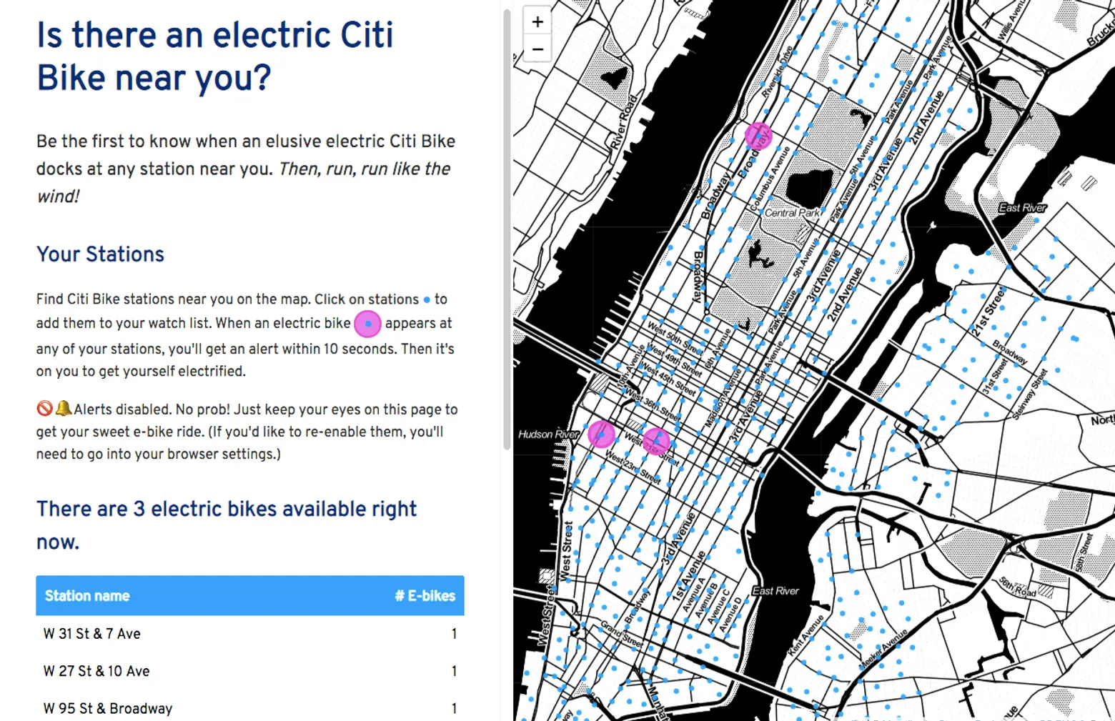 Find one of those elusive electric Citi Bikes with this interactive map