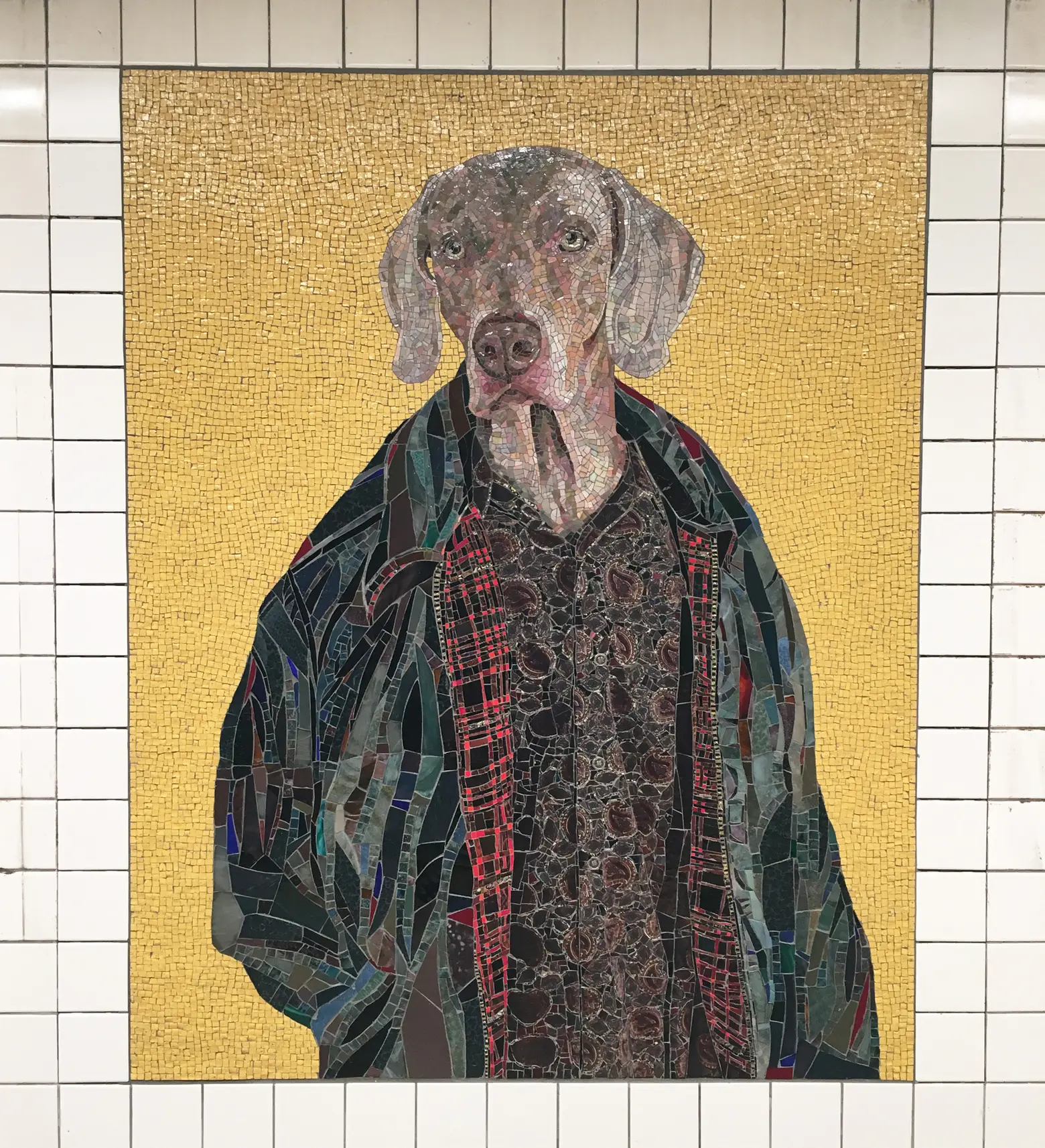 23rd Street subway station, William Wegman, Weimaraner dogs, MTA Arts for Transit, NYC subway art, subway mosaics