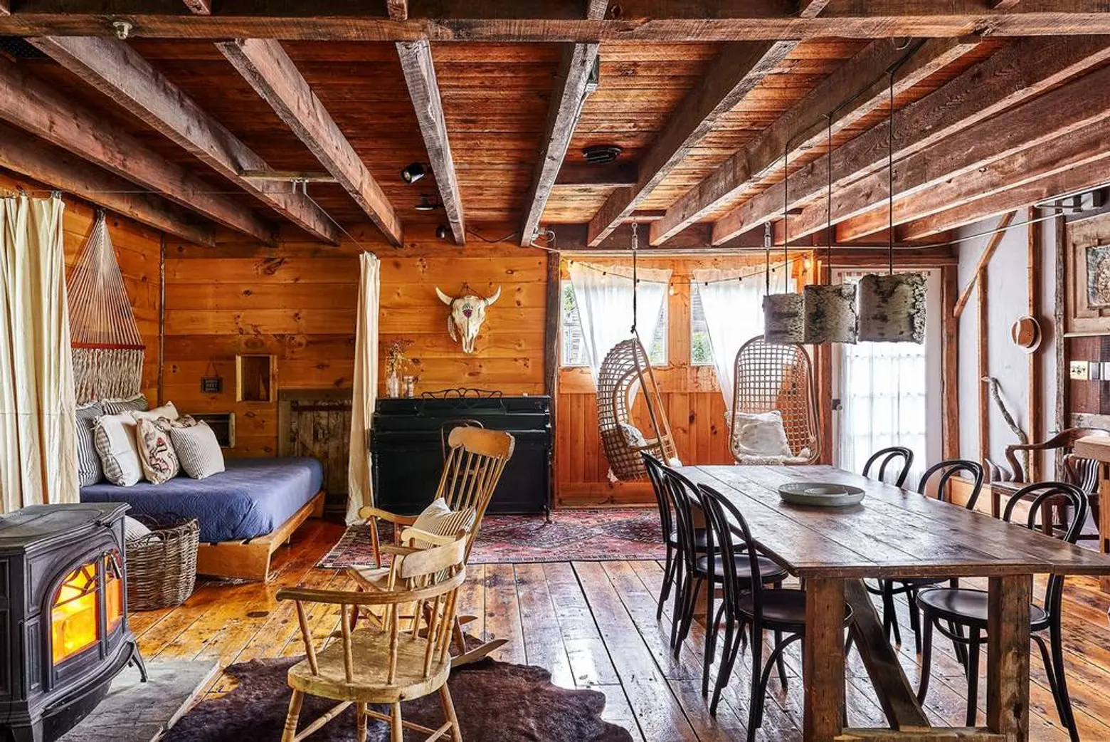 This charming upstate barn has enough warmth for a winter weekend at $255 a night