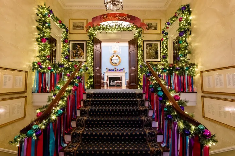 A behind-the-scenes look at Gracie Mansion’s colorfully festive holiday decorations