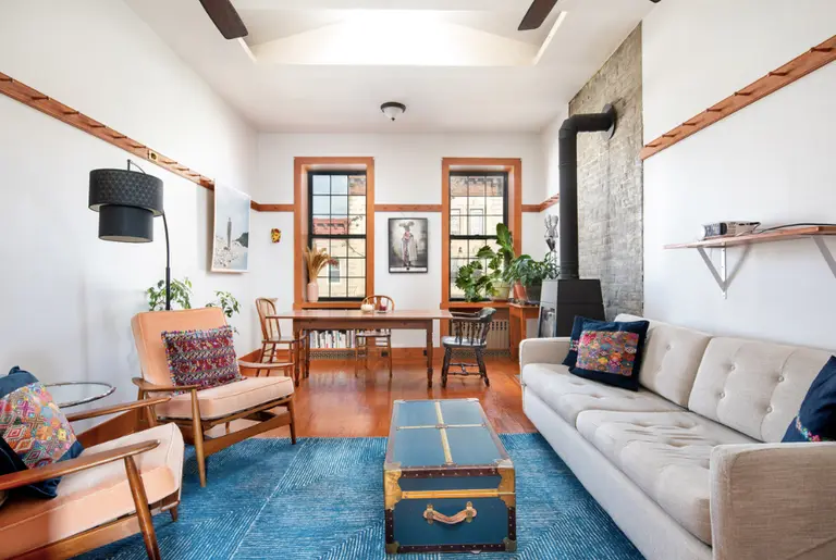 This $799K Bed-Stuy condo ‘shakes’ things up with a clawfoot tub, wood stove, and roof deck