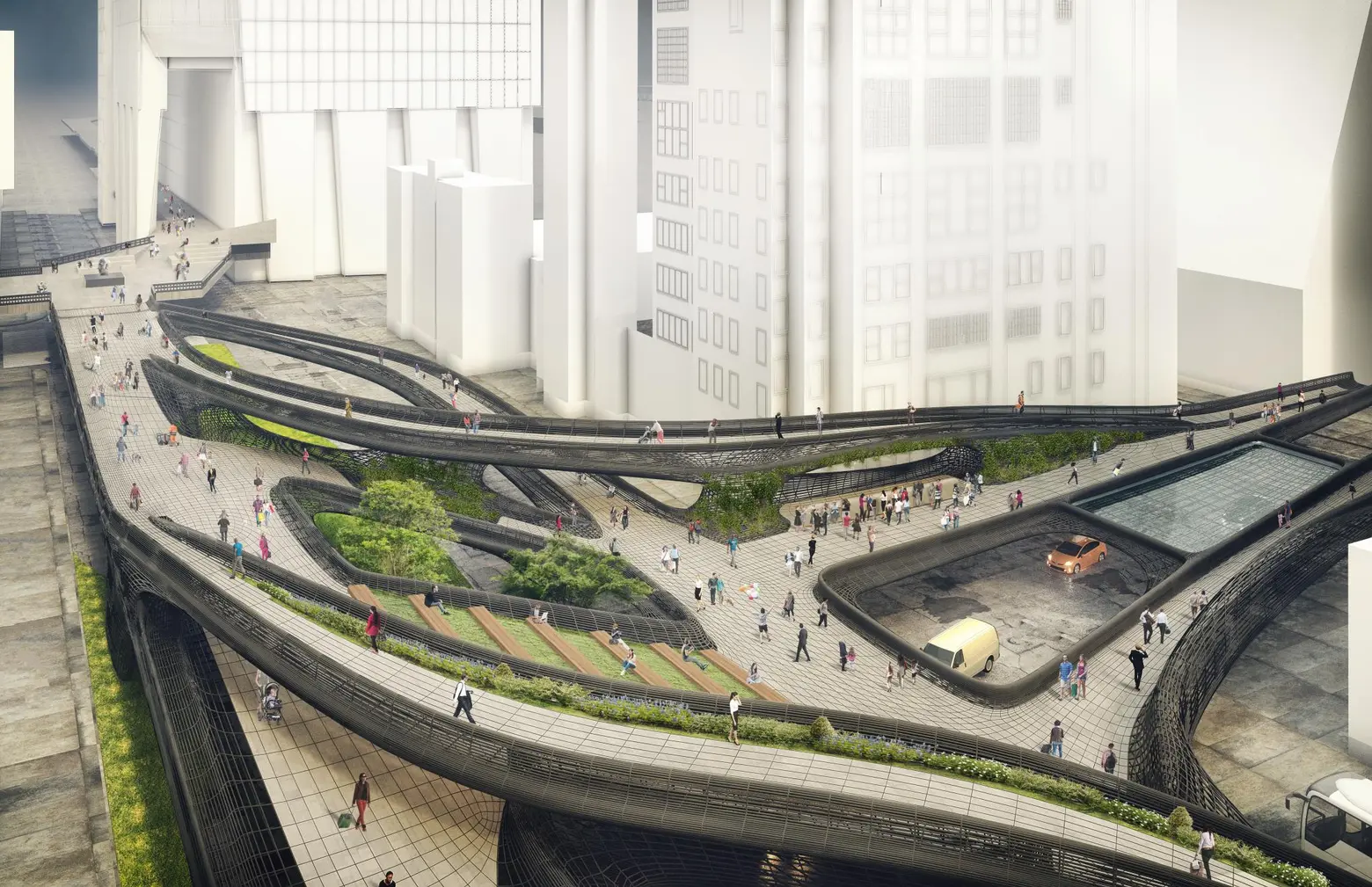DXA Studio’s pedestrian bridge design would connect Hudson Yards and Moynihan Train Hall