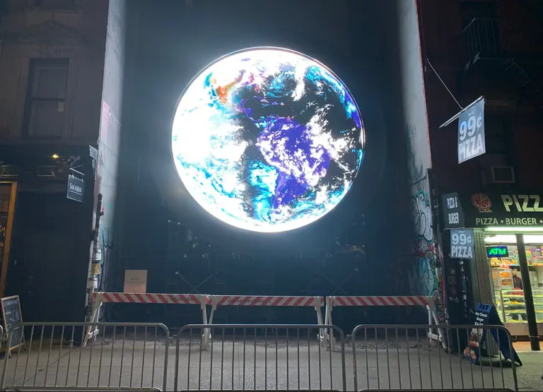 Sebastian Errazuriz’s Lower East Side sculpture live streams NASA satellite footage of the Earth