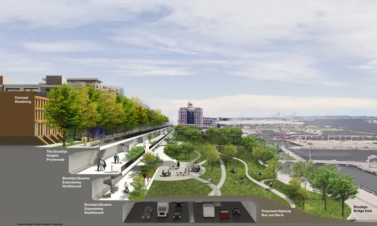 New proposal turns the BQE’s triple cantilever into a three-level linear park