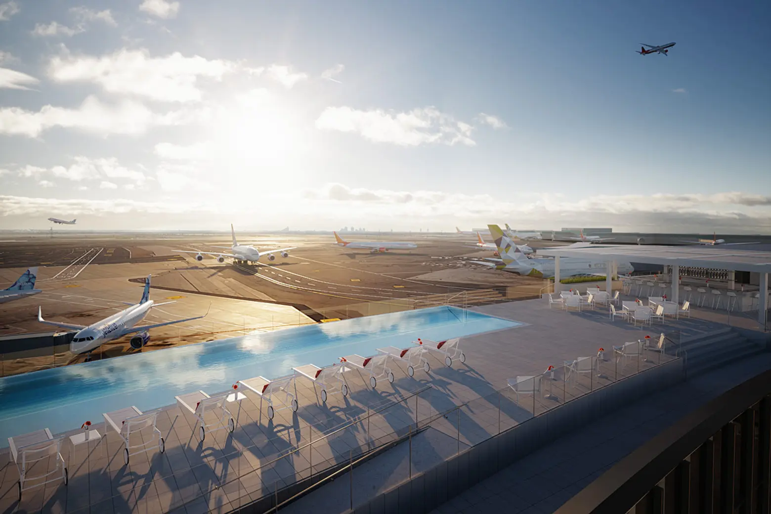TWA Hotel reveals first look at rooftop infinity pool and observation deck
