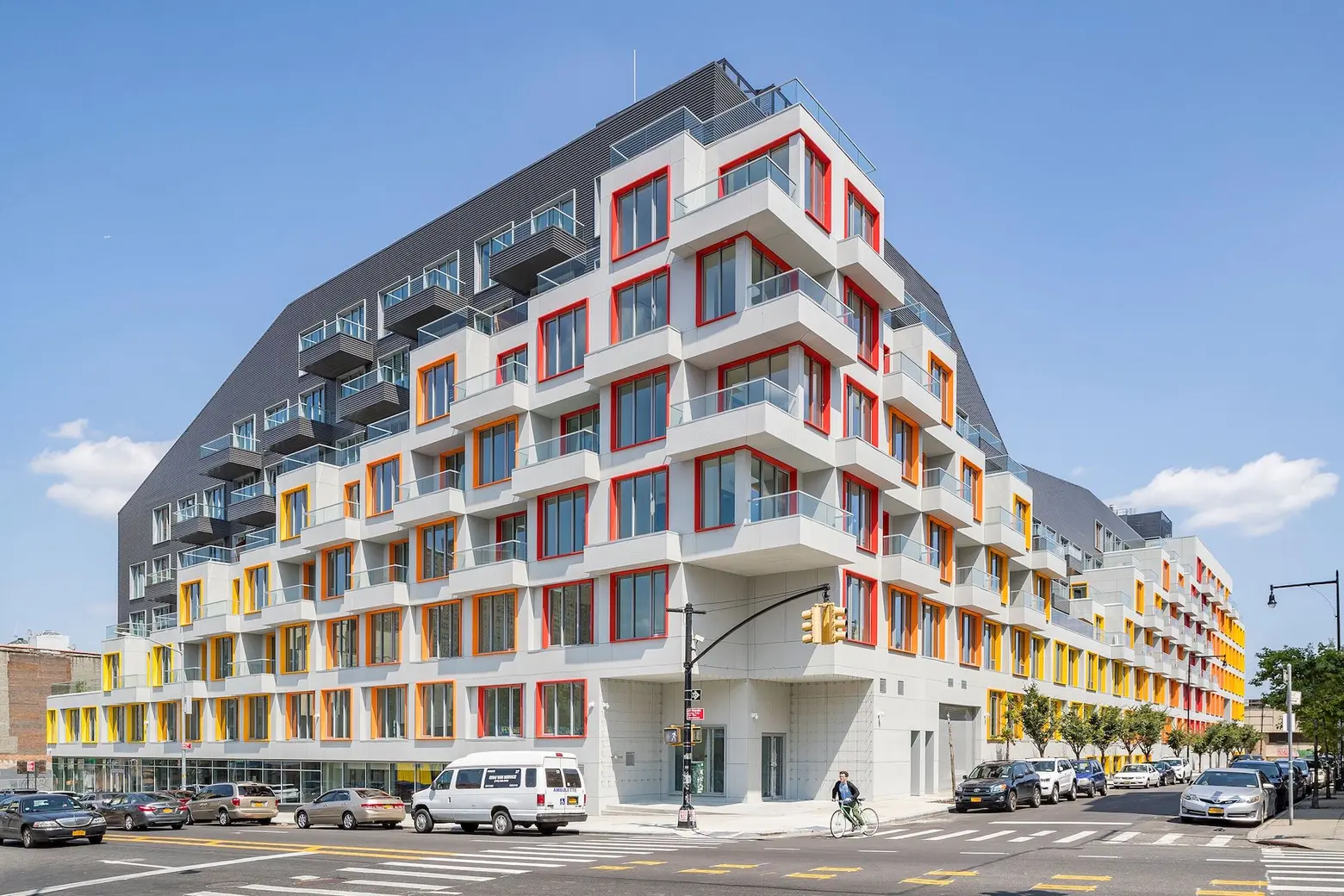 New photos of ODA’s Bushwick rental highlight its sloping, sunset-hued facade