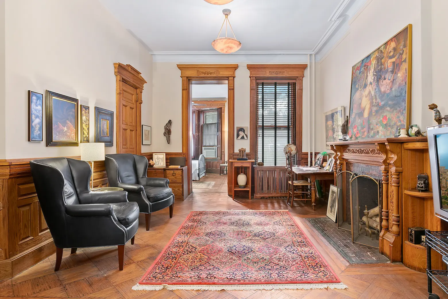 Six fireplaces, stunning woodwork, and a steam room at this historic Park Slope home, now asking $3.99M