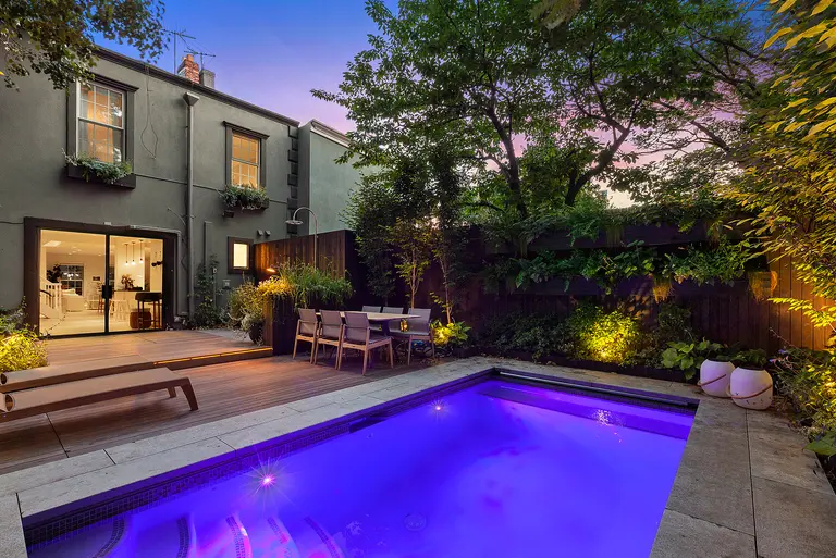 $3.65M Williamsburg townhouse with an in-ground pool is a summer retreat in the city