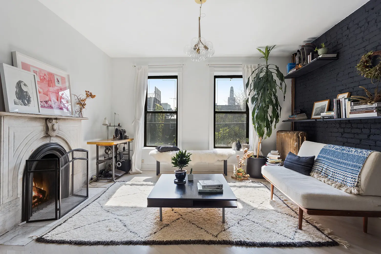 Rent a polished Fort Greene one bedroom with a wood-burning fireplace for $3K/month