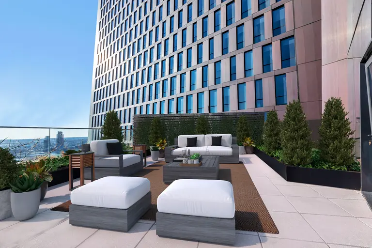 Live on top of the American Copper Buildings’ eye-catching sky bridge for $12K/month