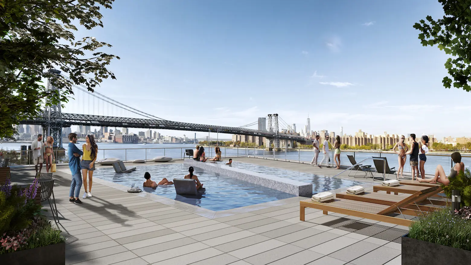 Williamsburg’s tallest building opens in Domino complex with an outdoor pool and rooftop cabanas