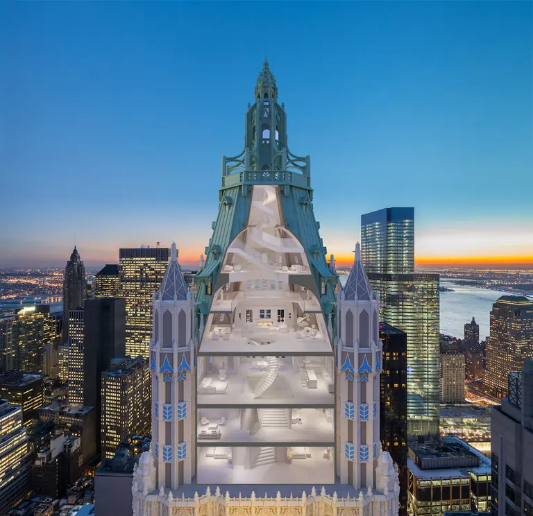 New renderings show $79M penthouse in the Woolworth Building’s famous crown
