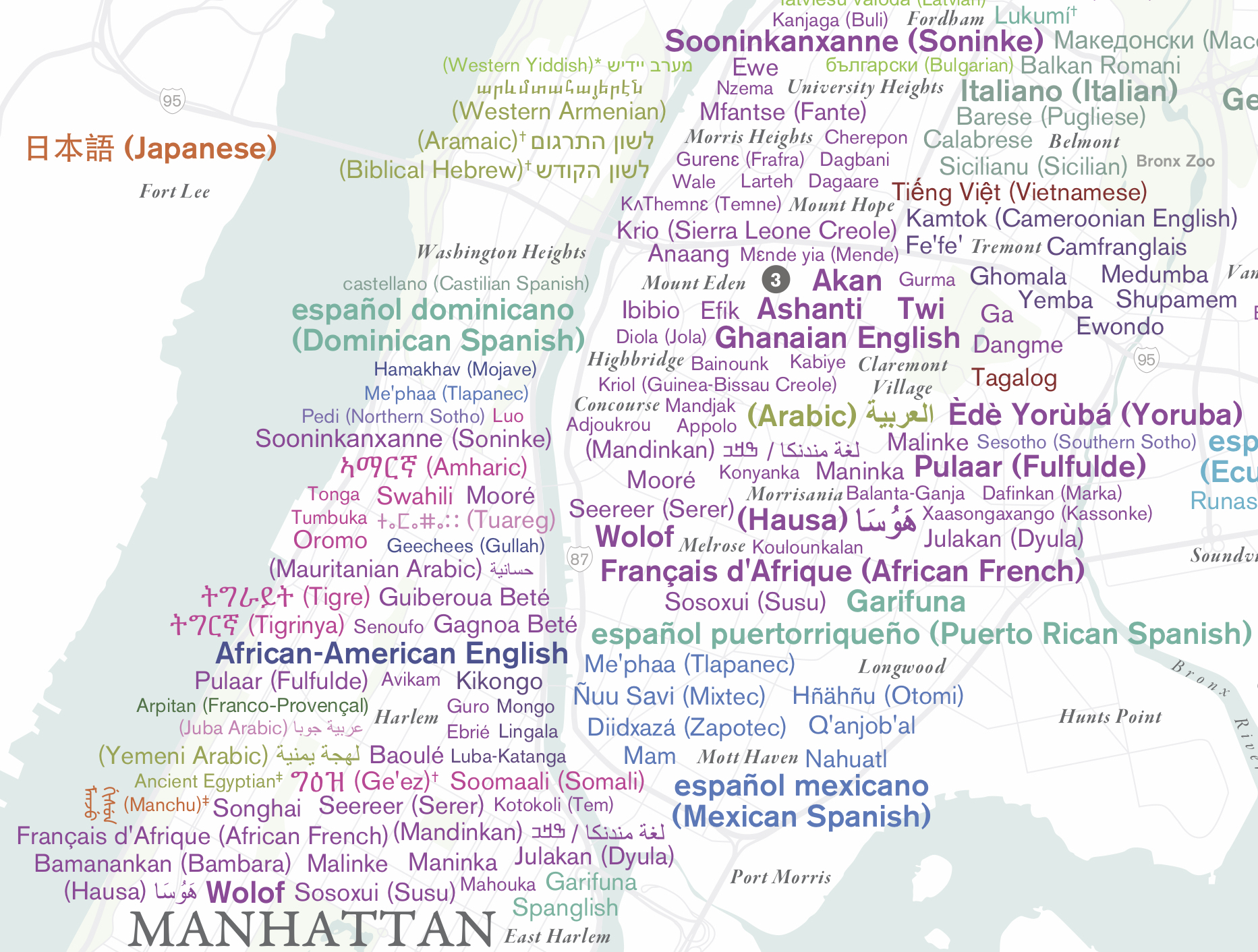 New Map Shows Over 600 Languages Spoken In NYC 6sqft   Bronx Harlem Endangered Language Alliance 