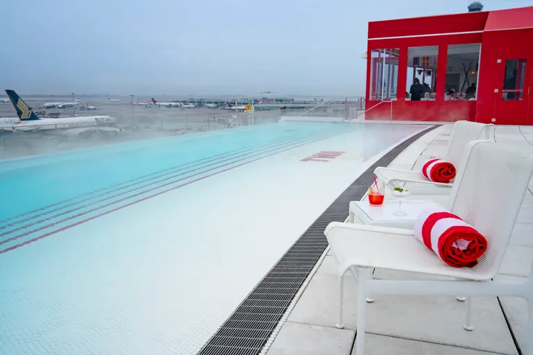 The TWA Hotel’s rooftop is now a retro Alpine-themed retreat with a heated ‘pool-cuzzi’