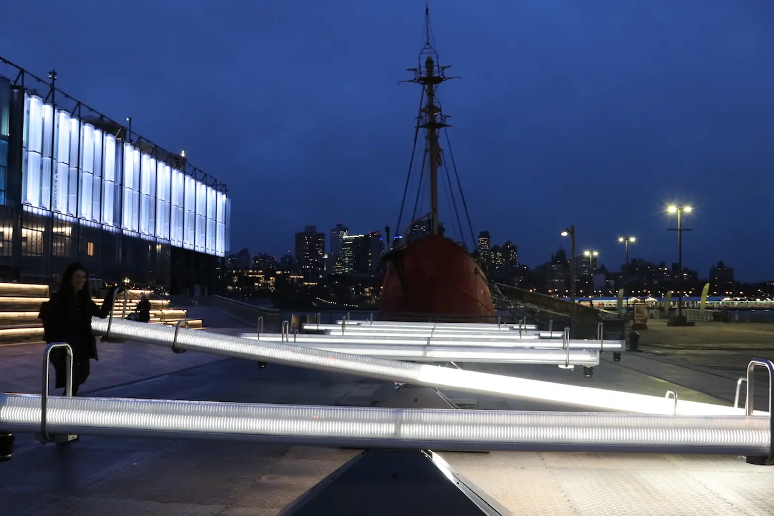 Head to Pier 17 to ride a sonic wave of illuminated seesaws in a new public art installation
