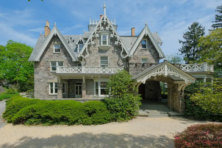 In Westchester, this $3.5M Gothic Revival home has 6 fireplaces, Tiffany windows, and NYC skyline views