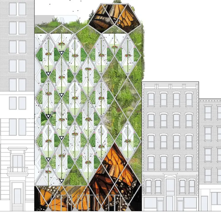 An eight-story monarch butterfly sanctuary may be the façade of a new Nolita building