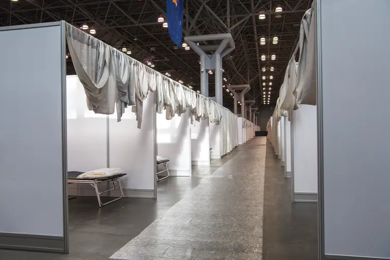 Inside the 1,000-bed temporary hospital at the Javits Center