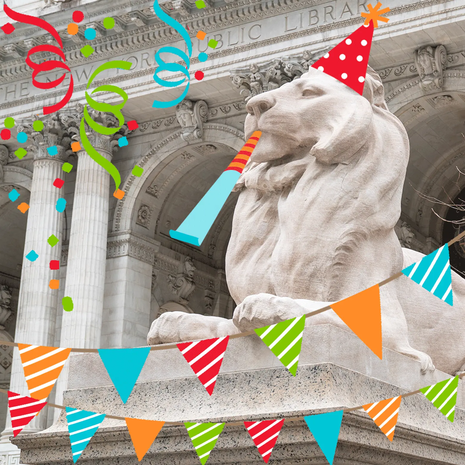 NYPL’s famous marble lions mark 109th birthday with a virtual party