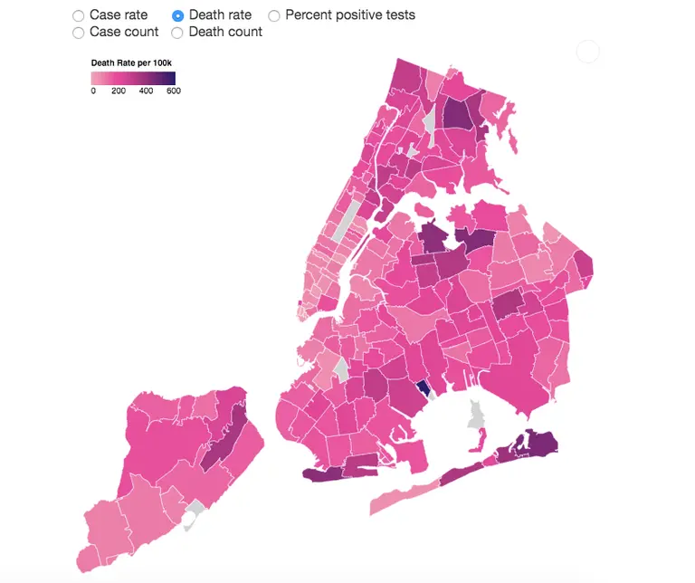 NYC releases map with COVID deaths broken down by ZIP code