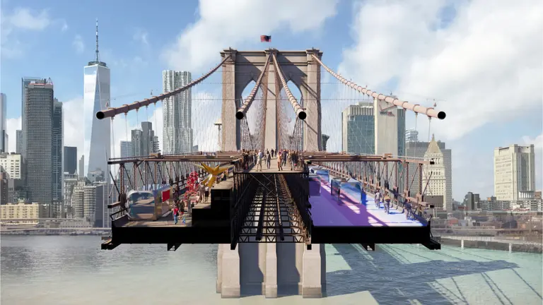 See the design proposals that would make the Brooklyn Bridge a pedestrian oasis