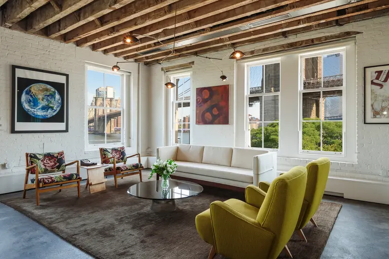 $3.25M waterfront loft in Brooklyn Heights has view of the Brooklyn Bridge and Statue of Liberty