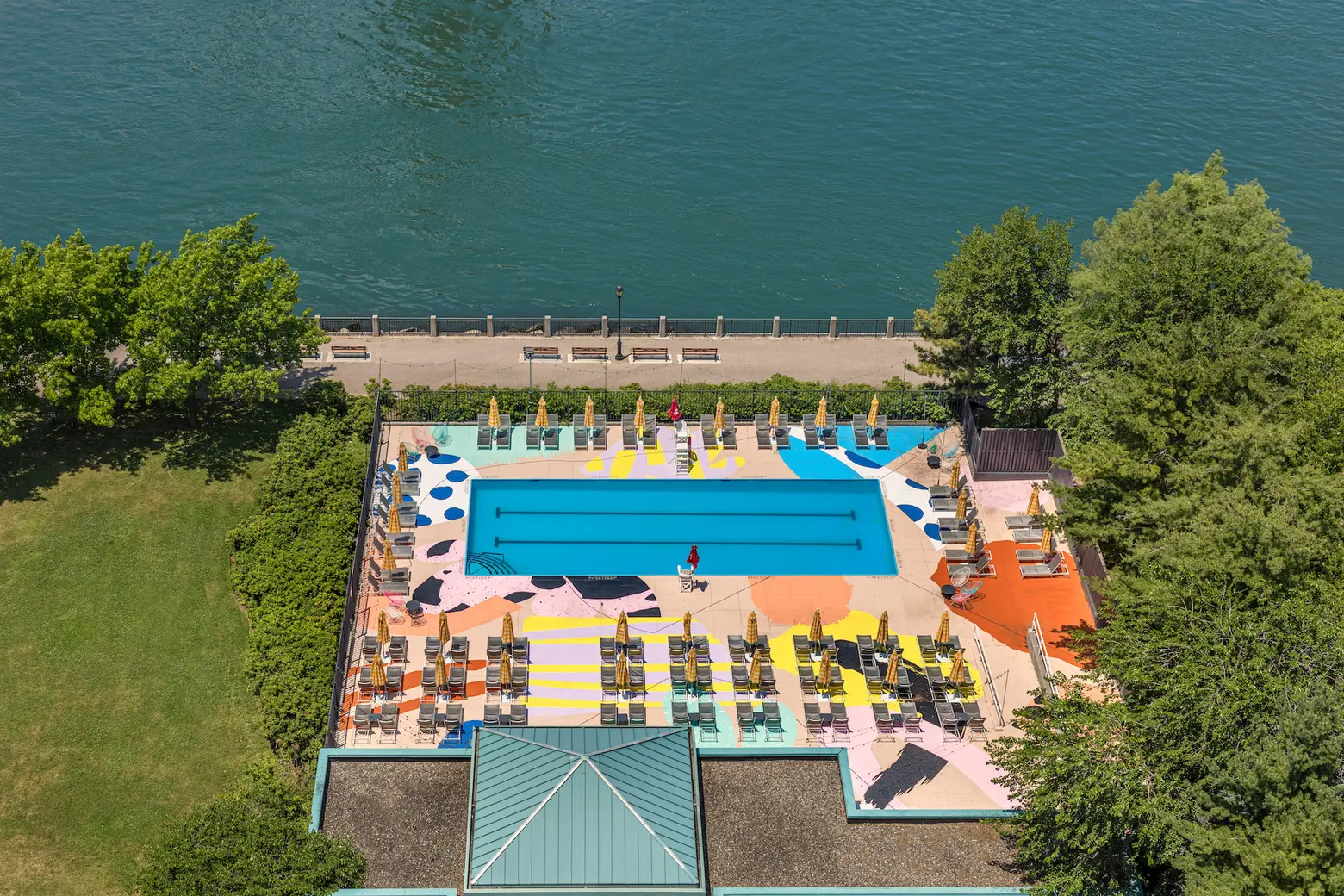 Roosevelt Island’s colorful Manhattan Park Pool Club is back and open to the public