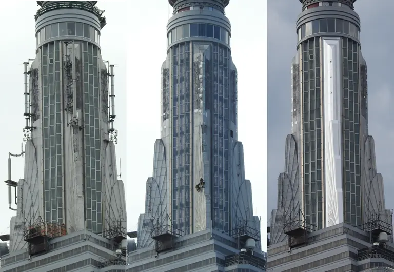 Empire State Building’s Art Deco spire returns in all its glory after restoration