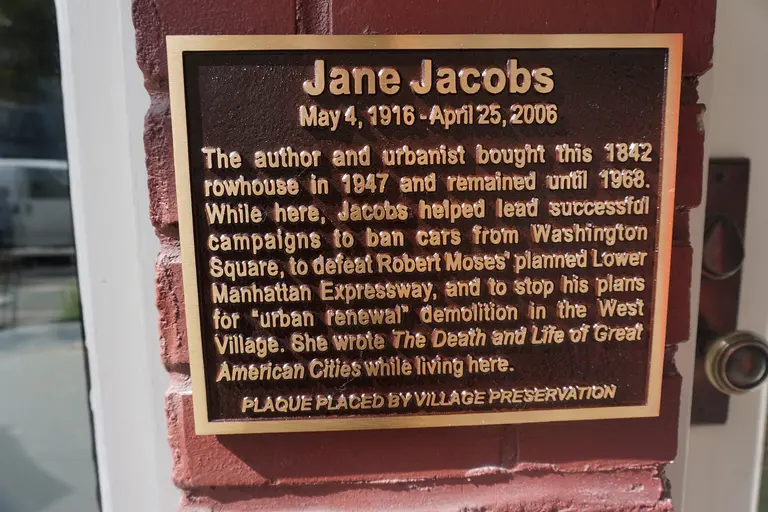 Greenwich Village home of urbanist Jane Jacobs gets historic plaque